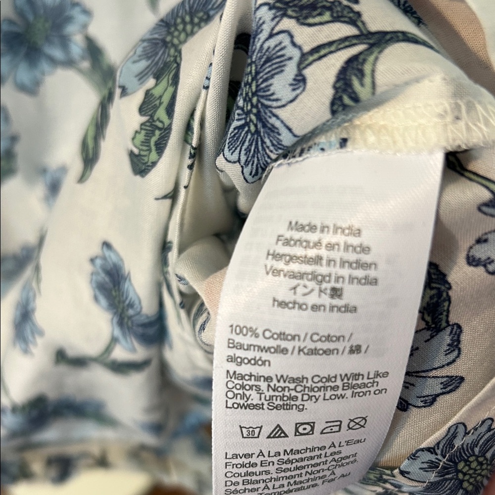 J. Crew Blue Floral Ruffle Sleeveless Button-down Blouse, NWOT - Picture 4 of 5